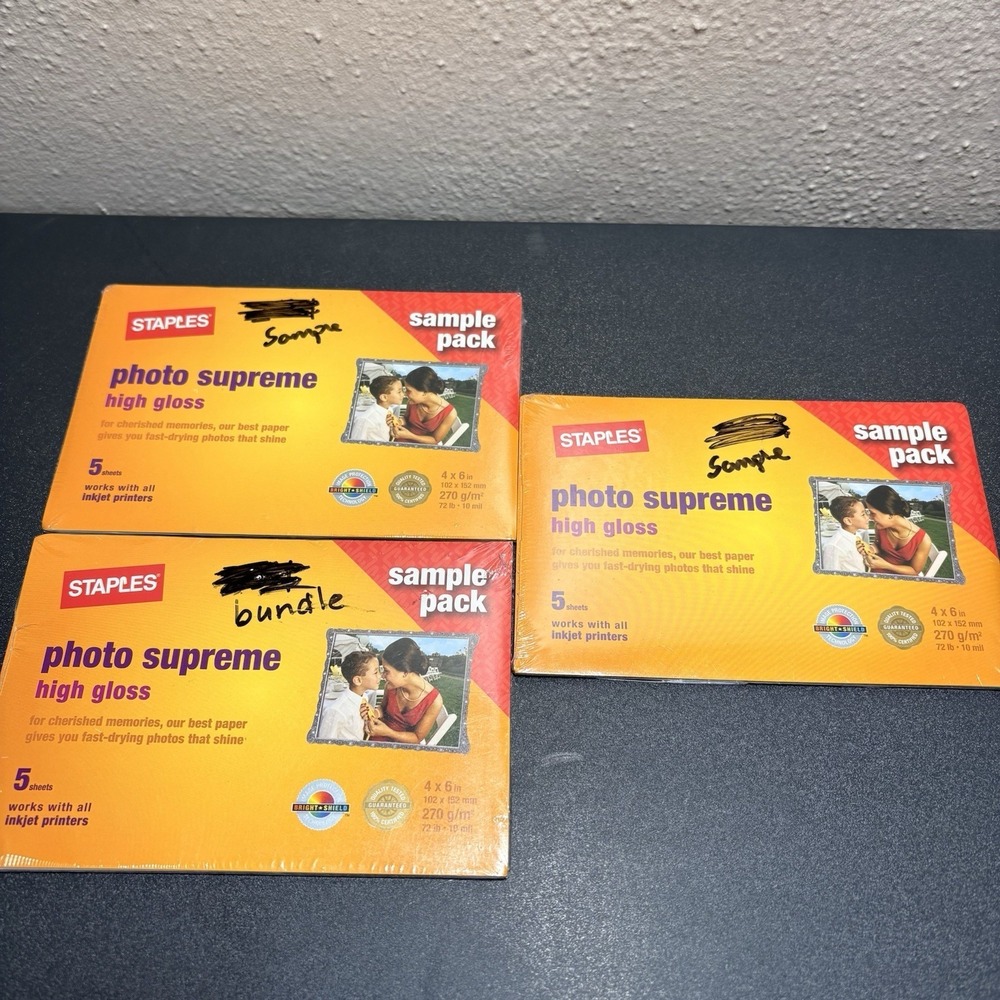 Staples Photo Supreme High Gloss Photo Paper 4x6 15 Sheets Sample Packs